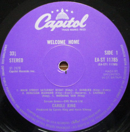 Carole King : Welcome Home (LP, Album)