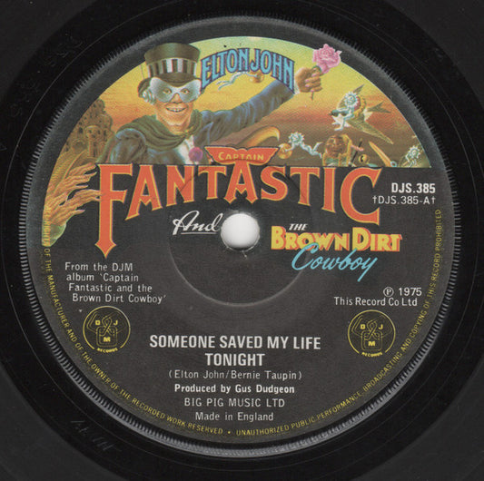 Elton John : Someone Saved My Life Tonight (7", Single, Sol)