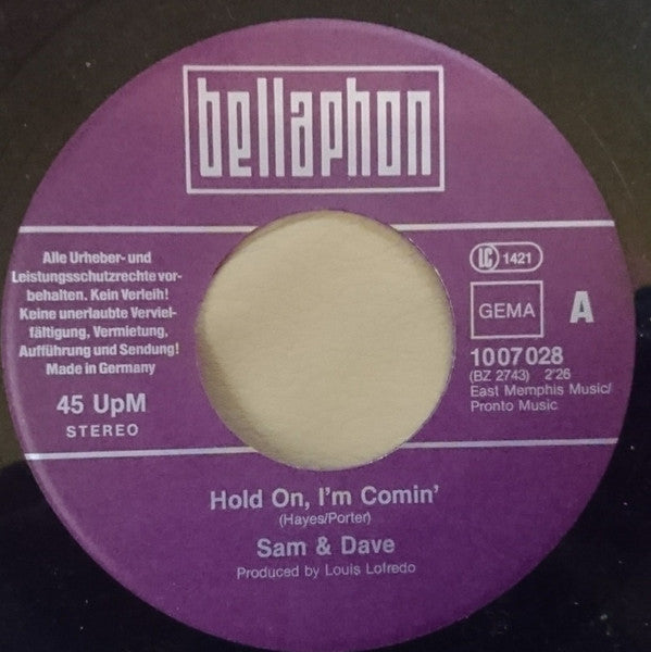 Sam & Dave : Hold On, I'm Comin' / I Thank You (7", Single, RE)