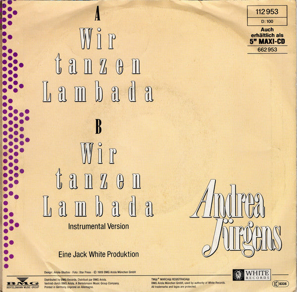 Andrea Jürgens : Wir Tanzen Lambada (7", Single)