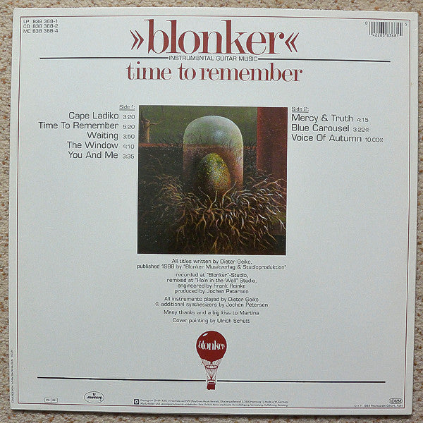 Blonker : Time To Remember (LP, Album)