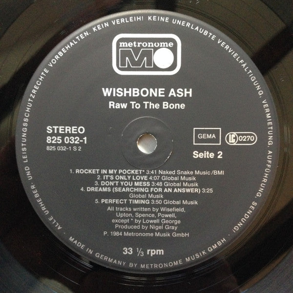 Wishbone Ash : Raw To The Bone (LP, Album)