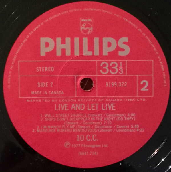 10cc : Live And Let Live (2xLP, Album, Gat)