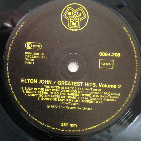 Elton John : Elton John's Greatest Hits Volume II (LP, Comp)