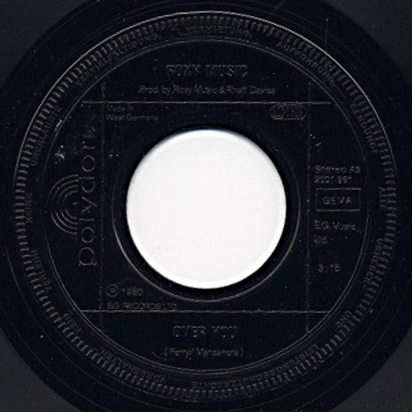 Roxy Music : Over You (7", Single, Bla)