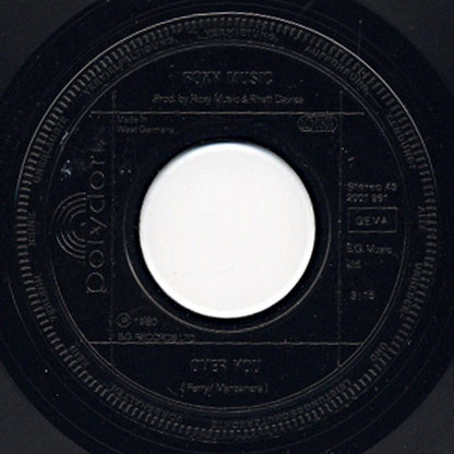 Roxy Music : Over You (7", Single, Bla)