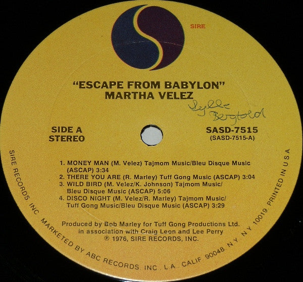 Martha Velez : Escape From Babylon (LP, Album)