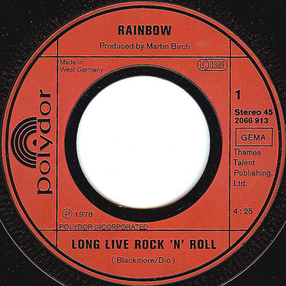 Rainbow : Long Live Rock 'N' Roll / Sensitive To Light (7", Single)