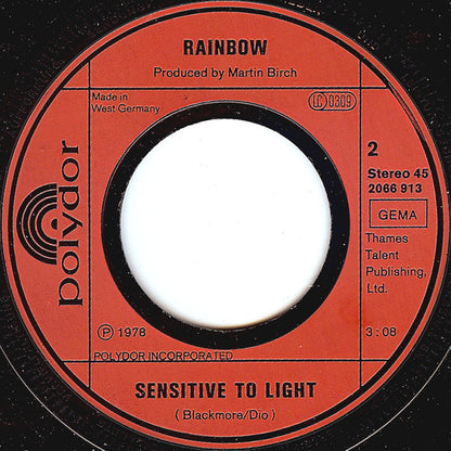 Rainbow : Long Live Rock 'N' Roll / Sensitive To Light (7", Single)