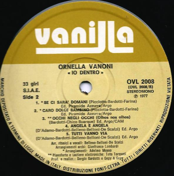Ornella Vanoni : Io Dentro (LP, Album)