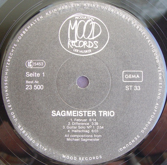 Sagmeister Trio : Sagmeister Trio (LP, Album, RE)