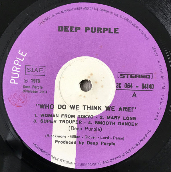 Deep Purple : Who Do We Think We Are (LP, Album, Gat)