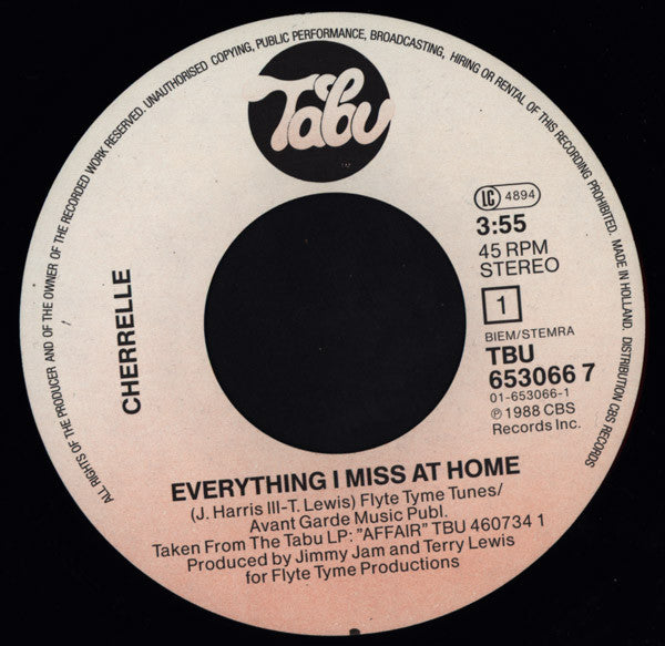 Cherrelle : Everything I Miss At Home (7")