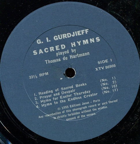 G.I. Gurdjieff* - Thomas De Hartmann : The Works Of G.I. Gurdjieff Played By Thomas De Hartmann / Album One (Sacred Hymns) (LP, Album)