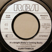 Eurythmics : It's Alright (Baby's Coming Back) (7", Single)