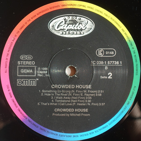 Crowded House : Crowded House (LP, Album, RE, RP)
