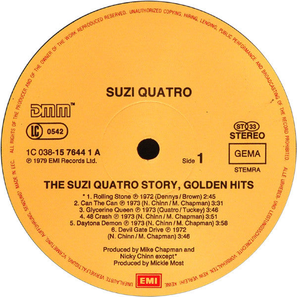 Suzi Quatro : The Suzi Quatro Story - 12 Golden Hits (LP, Comp, RE)