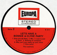 The Lipsticks : Let's Have A Bonnie & Clyde Party (LP, Album)