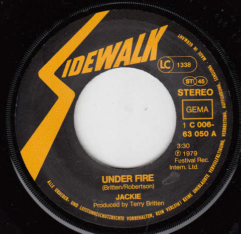 Jackie (7) : Under Fire (7", Single)