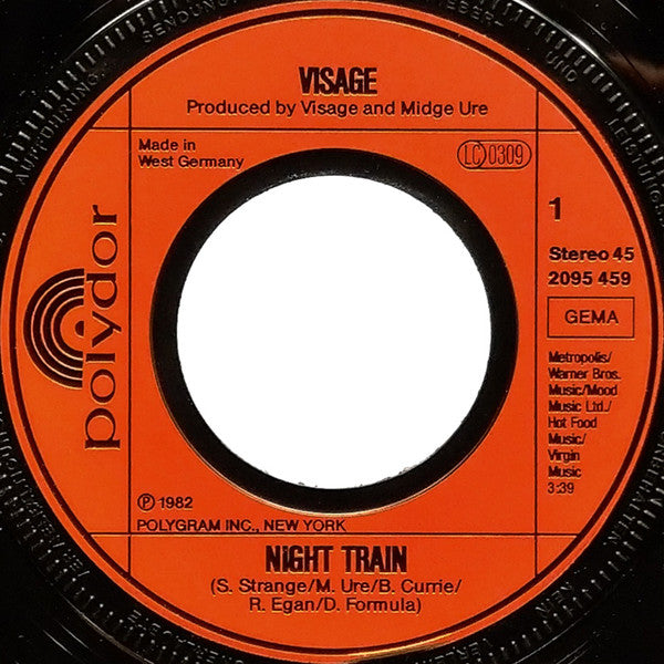 Visage : Night Train (7", Single)
