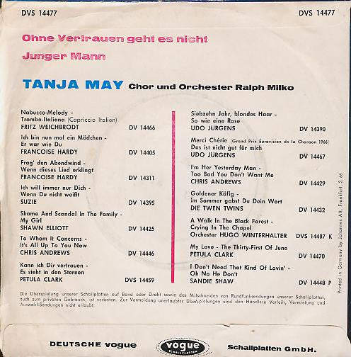 Tanja May : Ohne Vertrauen Geht Es Nicht / Junger Mann (7", Single)
