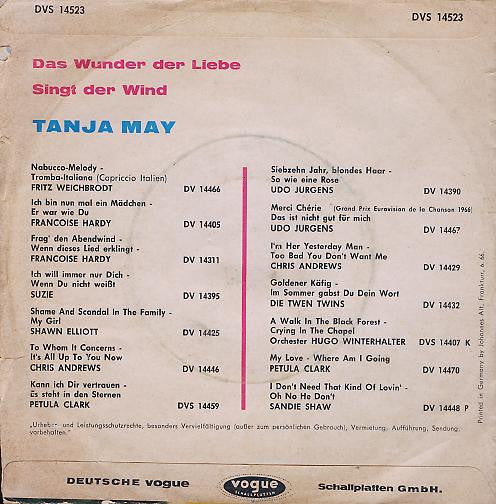 Tanja May : Das Wunder Der Liebe / Singt Der Wind (7", Single)