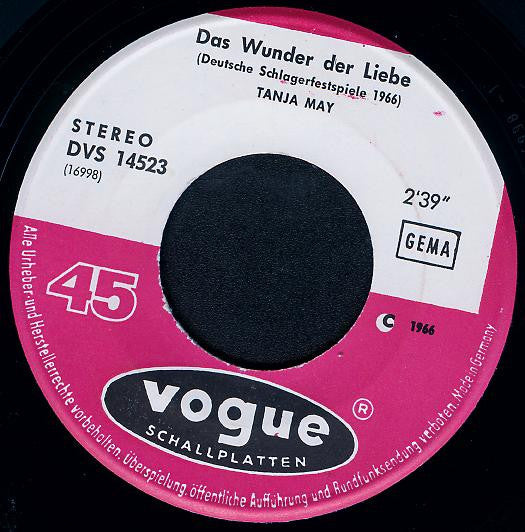 Tanja May : Das Wunder Der Liebe / Singt Der Wind (7", Single)