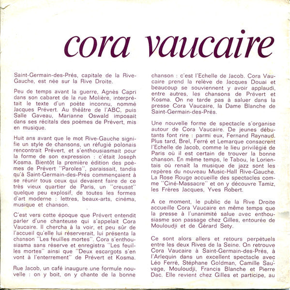 Cora Vaucaire : Un Beau Matin (7")