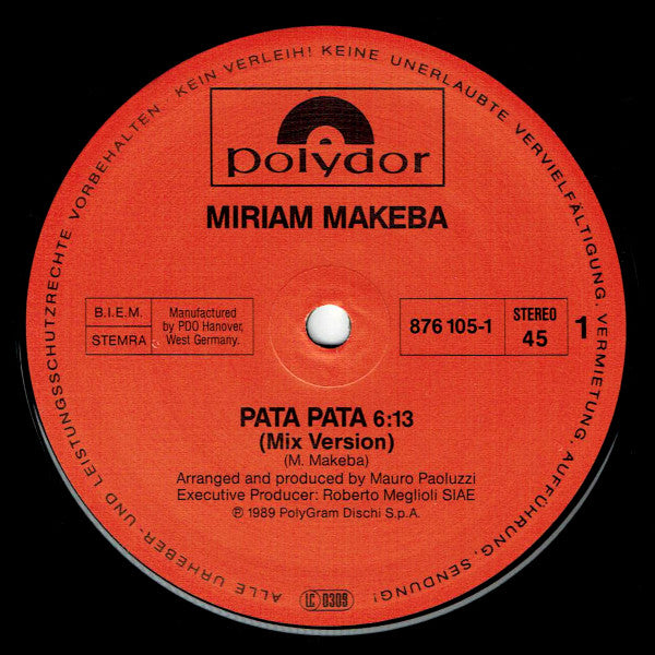 Miriam Makeba : Pata Pata (Remix Dance Version '89) (12")
