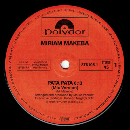 Miriam Makeba : Pata Pata (Remix Dance Version '89) (12")