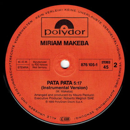 Miriam Makeba : Pata Pata (Remix Dance Version '89) (12")