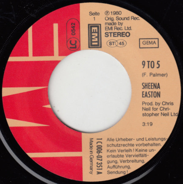 Sheena Easton : 9 To 5 (7", Single)