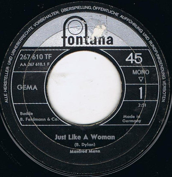 Manfred Mann : Just Like A Woman (7", Single, Mono)