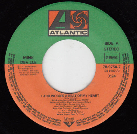 Mink DeVille : Each Word's A Beat Of My Heart (7", Single)
