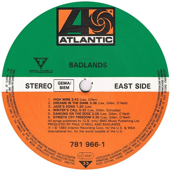 Badlands (2) : Badlands (LP, Album)