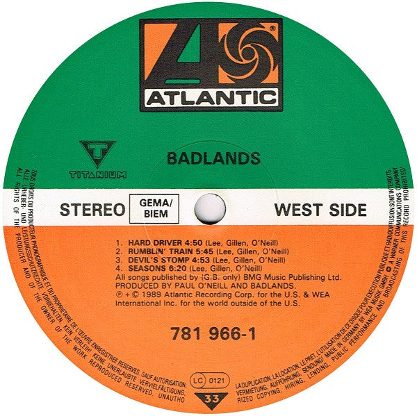 Badlands (2) : Badlands (LP, Album)