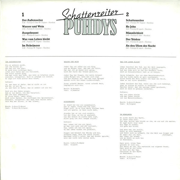 Puhdys : Puhdys 9: Schattenreiter (LP)