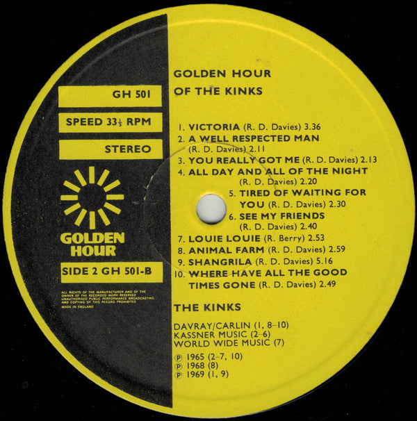 The Kinks : Golden Hour Of The Kinks (LP, Comp)