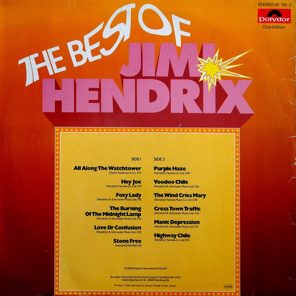 Jimi Hendrix : The Best Of Jimi Hendrix (LP, Comp, Club)