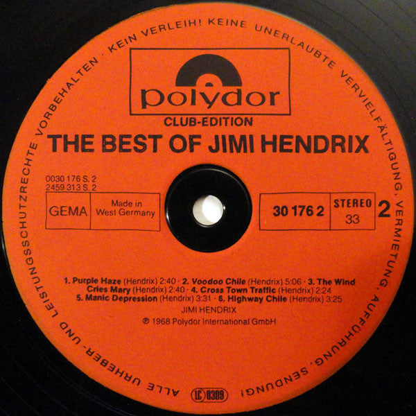 Jimi Hendrix : The Best Of Jimi Hendrix (LP, Comp, Club)