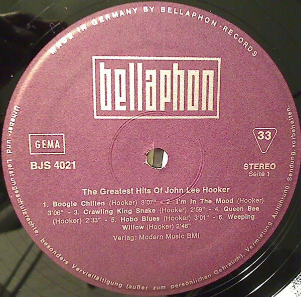 John Lee Hooker : The Greatest Hits Of John Lee Hooker (LP, Comp)