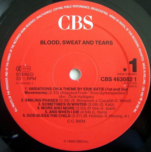 Blood, Sweat And Tears : Blood, Sweat And Tears (LP, Album, RE)