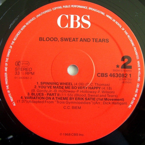 Blood, Sweat And Tears : Blood, Sweat And Tears (LP, Album, RE)