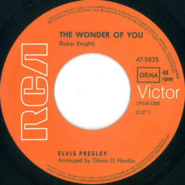 Elvis* : The Wonder Of You (7", Single)