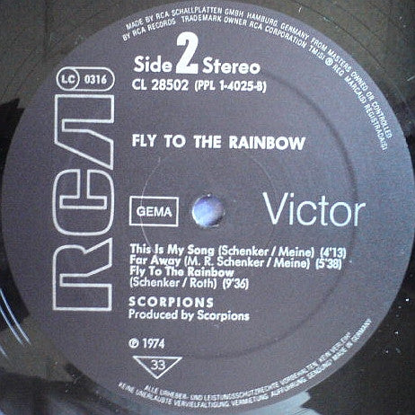 Scorpions : Fly To The Rainbow (LP, Album, RE, Bla)