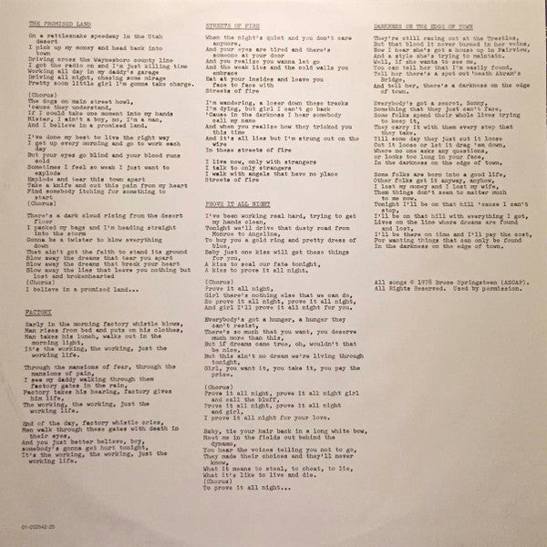 Bruce Springsteen : Darkness On The Edge Of Town (LP, Album, RE)