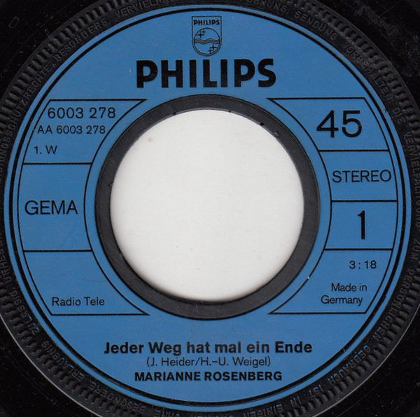 Marianne Rosenberg : Jeder Weg Hat Mal Ein Ende (7", Single)