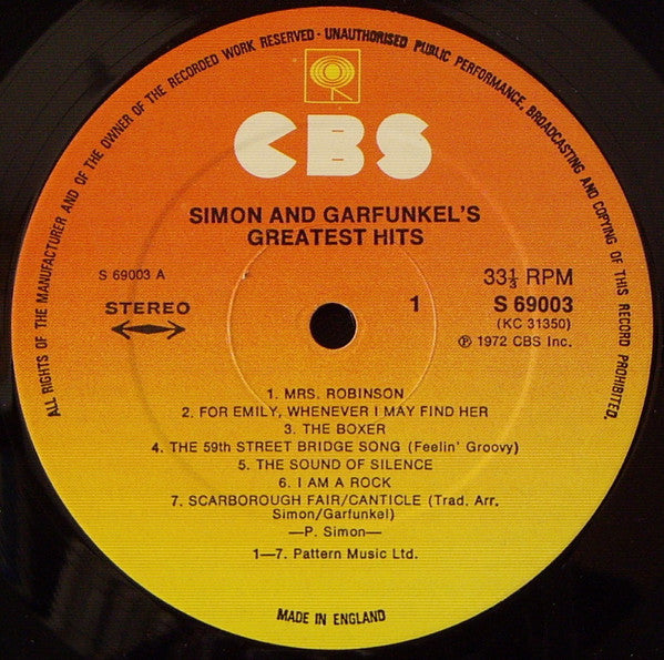 Simon & Garfunkel : Simon And Garfunkel's Greatest Hits (LP, Comp, RE)