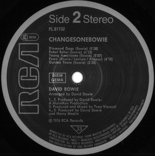David Bowie : ChangesOneBowie (LP, Comp, RE)