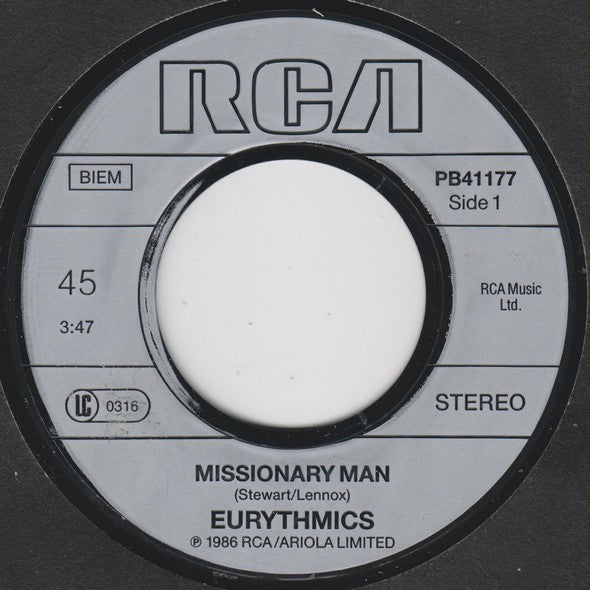 Eurythmics : Missionary Man (7", Single)